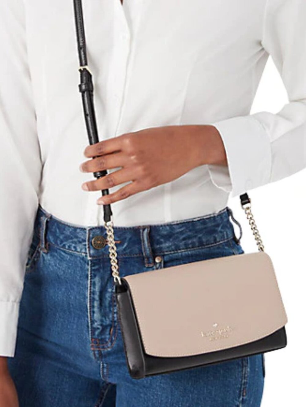 Kate Spade Staci Small Flap Crossbody – Beige & Black – Saffiano Leather 🔥 - Picture 13 of 13